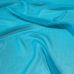 Turquoise Single-color silk scarf - Georgette, 200x65cm
