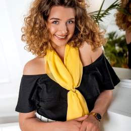 Yellow Single-color silk scarf - Georgette, 200x65cm