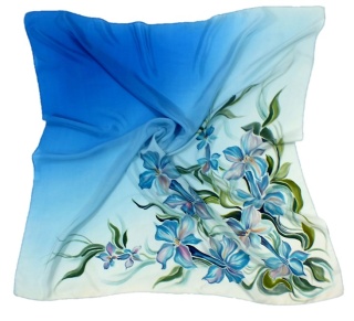 AM5-568 Hand-painted silk scarf, 53x53 cm