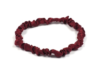 Silk headband thin ruffled burgundy