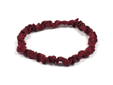 Silk headband thin ruffled burgundy