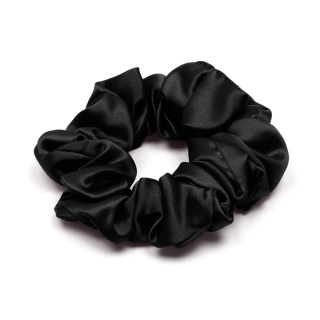 Jedwabna gumka do włosów scrunchie czarna JGS-053