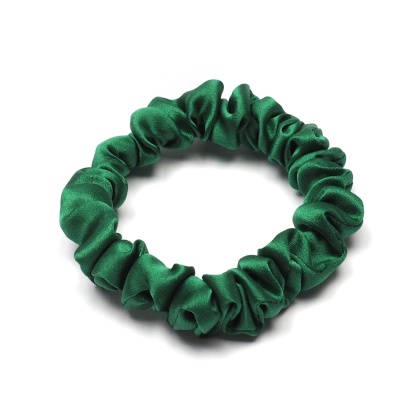Satynowa gumka do włosów frotka scrunchie slim zielona