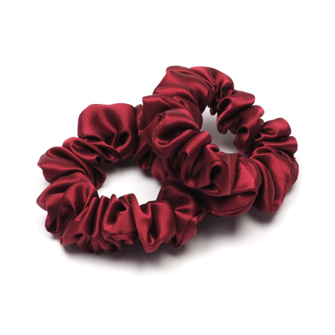 Jedwabna gumka do włosów scrunchie bordowa JGS-015