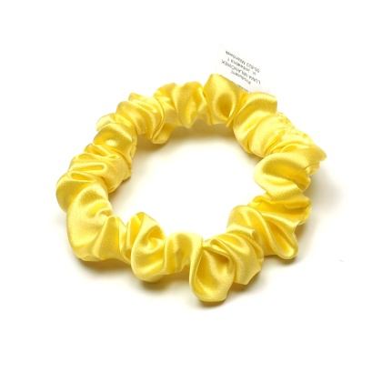 Satynowa gumka do włosów frotka scrunchie slim żółta