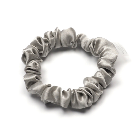 Satynowa gumka do włosów frotka scrunchie slim srebrna