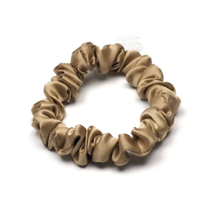 Satynowa gumka do włosów frotka scrunchie slim beżowa