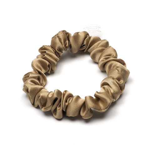 Satynowa gumka do włosów frotka scrunchie slim beżowa