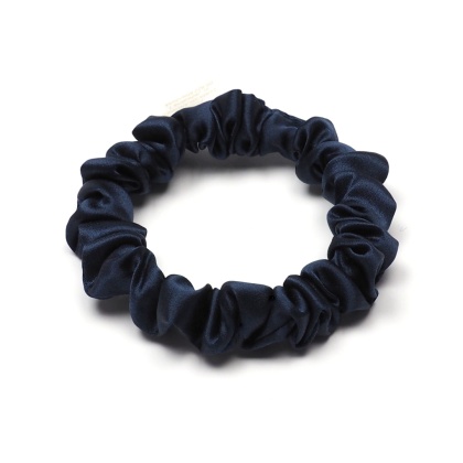 Satynowa gumka do włosów frotka scrunchie slim granatowa