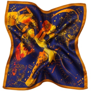 Silk pocket square Aquarius Zodiac, 30x30cm