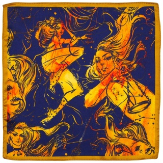 Silk Pocket Square Zodiac Libra, 30x30cm