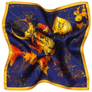 Silk pocket square Zodiac Taurus, 30x30cm