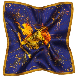 Silk Pocket Square Zodiac Cancer, 30x30cm
