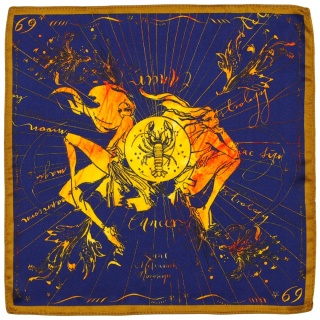 Silk Pocket Square Zodiac Cancer, 30x30cm