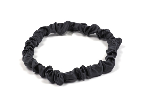Silk headband thin crinkled graphite