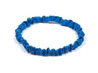 Silk headband thin crinkled blue
