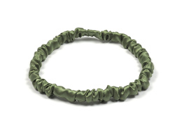 Silk hair band with elastic band thin olive