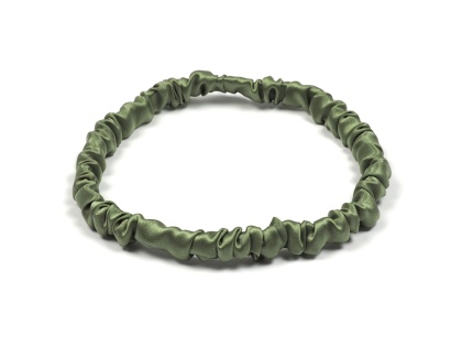 Silk headband thin crinkled olive