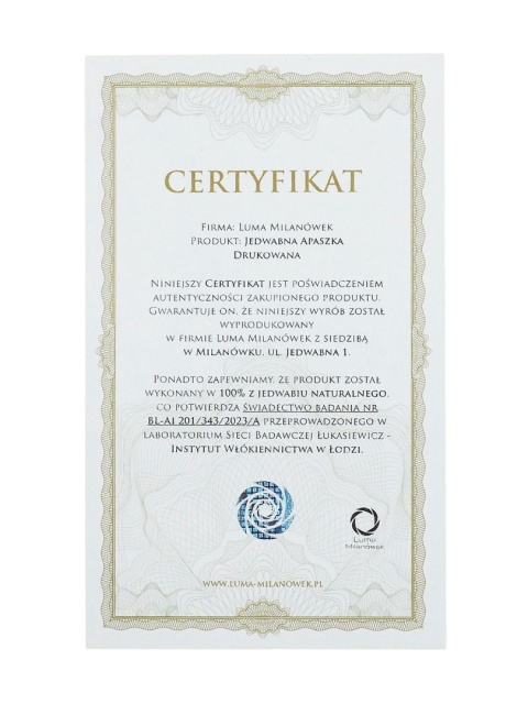 AD7-024 Jedwabna Apaszka Drukowana ze Wzorem 65x65cm