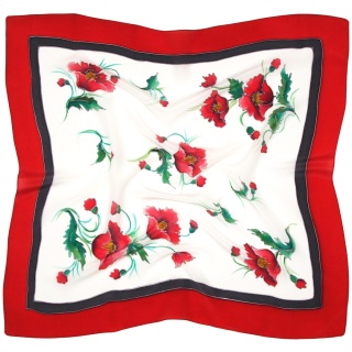 Hand-Painted Silk Scarf, Red Poppies, 70x70 cm, AM7-564