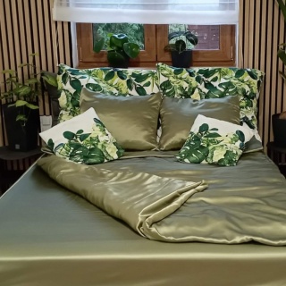 Satin bedding cover with zipper, ~160x200 cm