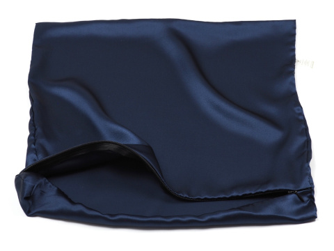 Jedwabna poszewka na poduszkę z satyny granatowa 40x40 cm jasiek