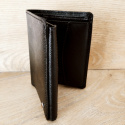 Men's fold-out leather wallet with amber, black