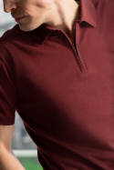 B5 Herren-Strickpoloshirt aus 100 % Baumwolle mit Reißverschluss, Burgunderrot