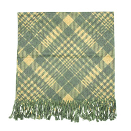 Large women's checked scarf, green 120x120 cm