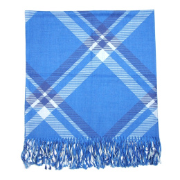 Large women's plaid scarf, blue, 120x120 cm