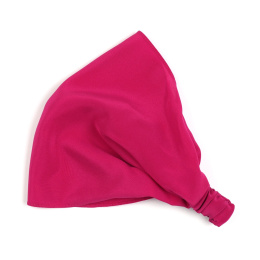 Women's fuchsia silk headscarf with elastic band