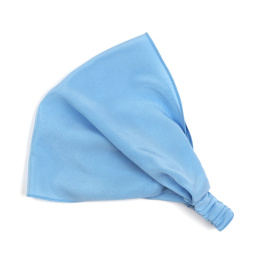 Women's blue silk headscarf with elastic band