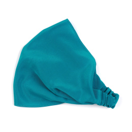 Women's silk headscarf with elastic band turquoise
