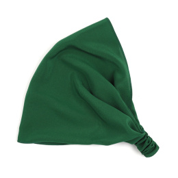 Women's silk headscarf with elastic band bottle green