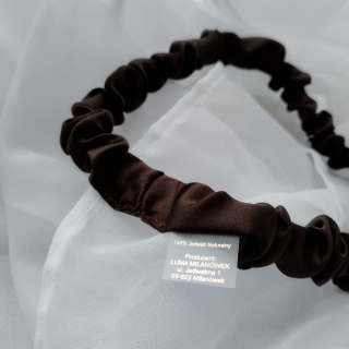 Silk headband thin crinkled brown