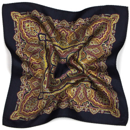 Silk suit pocket square with oriental pattern 30x30 cm