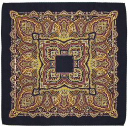 Silk suit pocket square with oriental pattern 30x30 cm