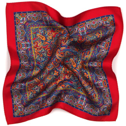 Silk handkerchief for suit with oriental pattern 30x30