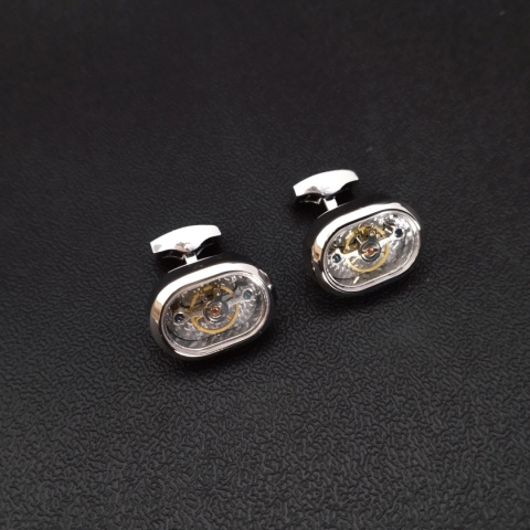 Spinki do koszuli z mechanizmem wahadłowym srebrne