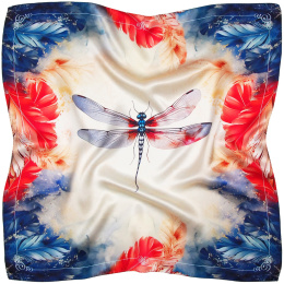 AD7-062 Silk scarf 100% printed dragonfly 70x70 cm