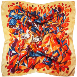 AD7-063 Silk scarf, 100% printed, double-sided, Kurpie motif 70x70 cm