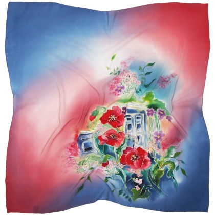 Milanowska willa 1 chusta jedwabna, ręcznie malowana, 90x90cm AM-056