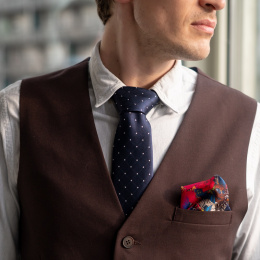 Elegant silk jacquard tie with polka dots