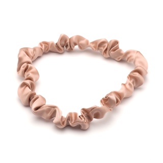 Decorative headband with elastic band, made of powder pink silk