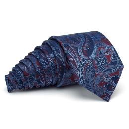 KR-004 Ekskluzywny krawat męski z modnym wzorem paisley 100% jedwab