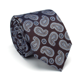 KR-005 Ekskluzywny krawat męski z modnym wzorem paisley 100% jedwab