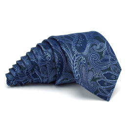 KR-007 Ekskluzywny krawat męski z modnym wzorem paisley 100% jedwab