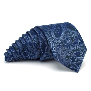 KR-007 Blue exclusive men's tie with a fashionable paisley pattern, 100% silk