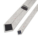 KR-009 Szary ekskluzywny krawat męski z modnym wzorem paisley 100% jedwab
