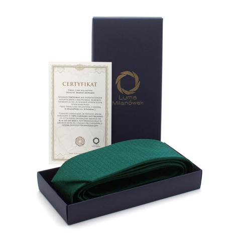 Jedwabny krawat żakardowy zielony KR-011